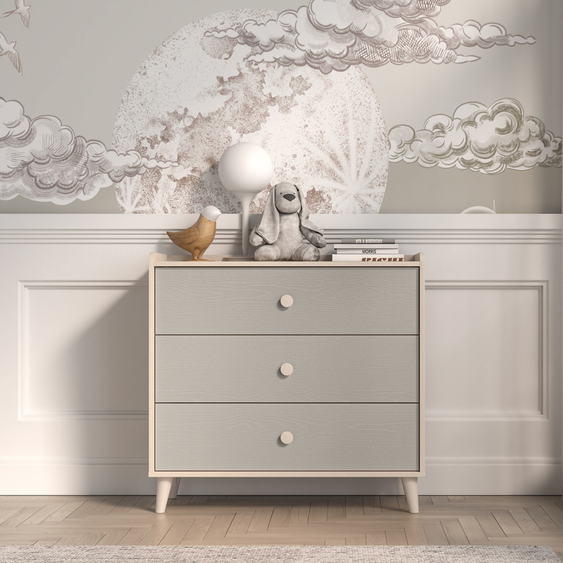 Komoda 90 cm na nóżkach z szufladami do pokoju dziecka MERLO