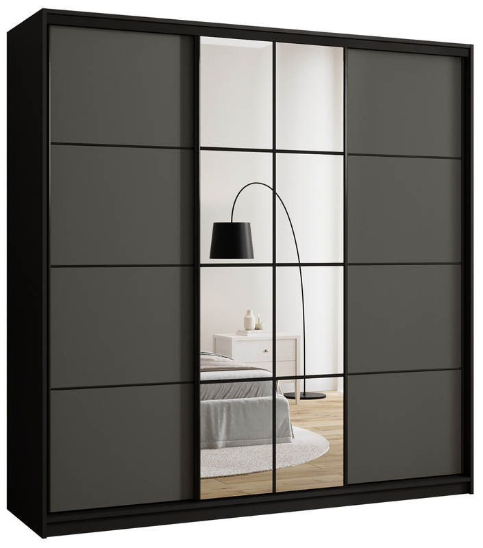 Pojemna szafa przesuwna do sypialni 200 cm z lustrem EDGE