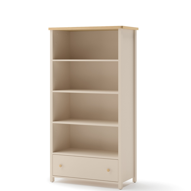Beżowy regał na książki 85 cm do pokoju młodzieżowego STORY