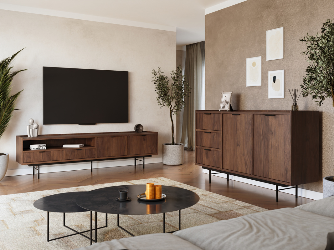 Nowoczesny zestaw mebli do salonu ELVIO orzech warmia