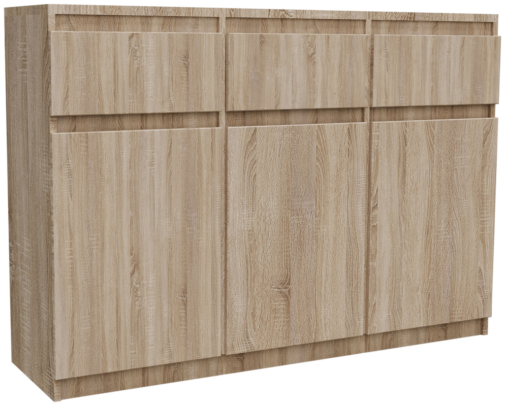 Trzydrzwiowa komoda do salonu z szufladami 120 cm MONTEGO