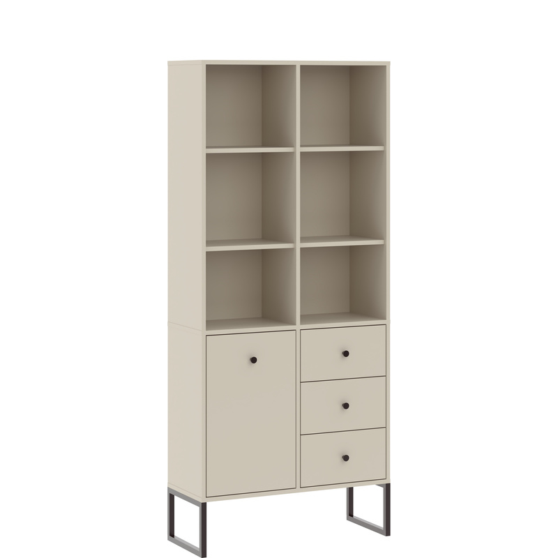 Kaszmirowy regał na książki do salonu LAMORI z szufladami