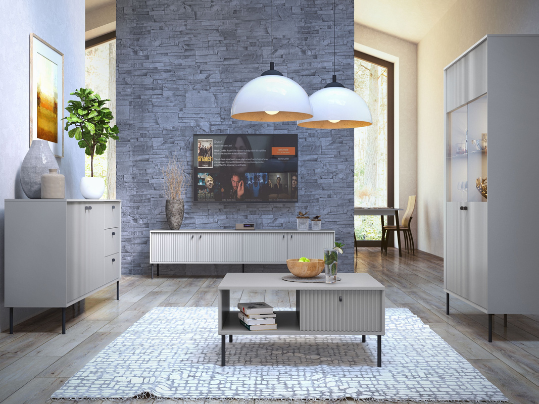 Zestaw szarych mebli do salonu IRYS nowoczesny