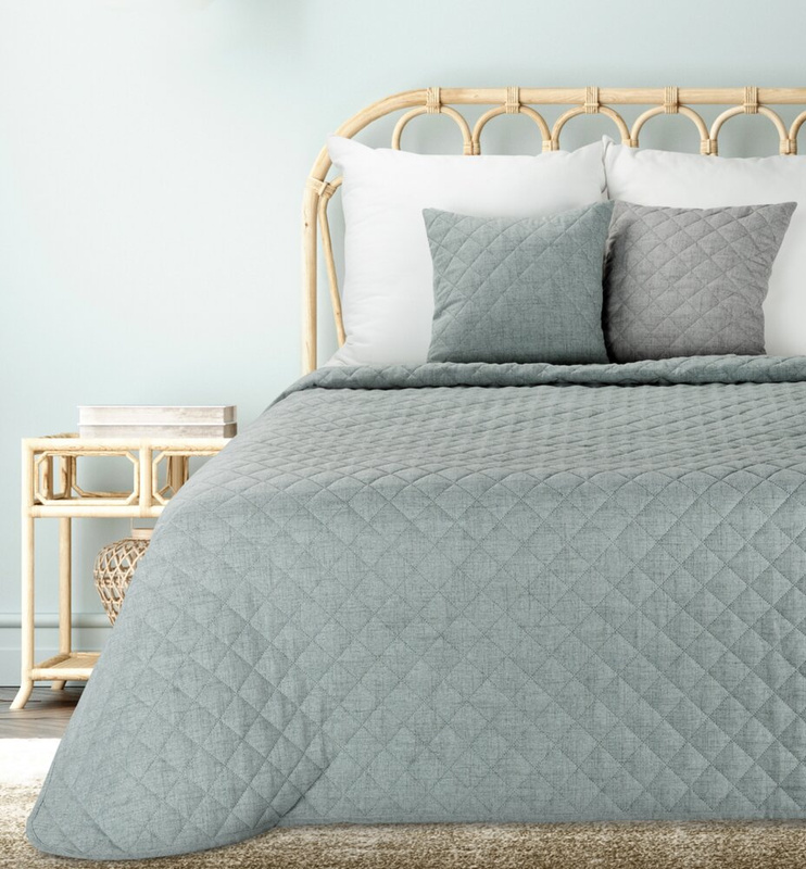 Narzuta na łóżko 220x240 cm LENON 1 miętowa do sypialni