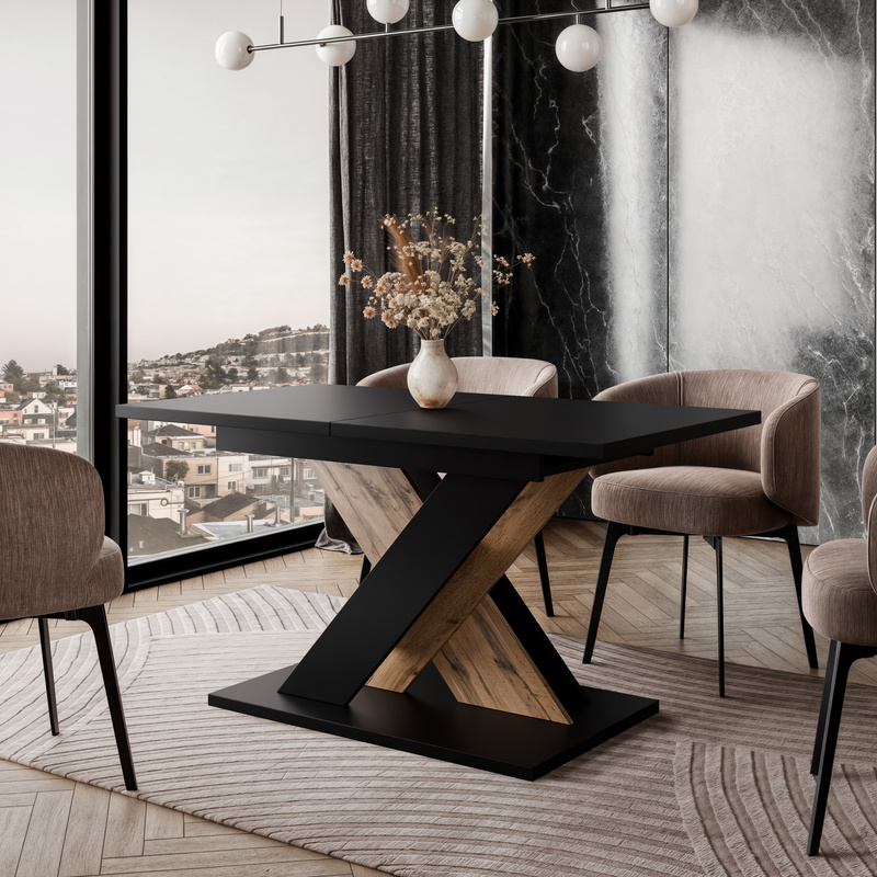 Stół rozkładany do salonu 160x80 cm TAPI czarny dąb wotan