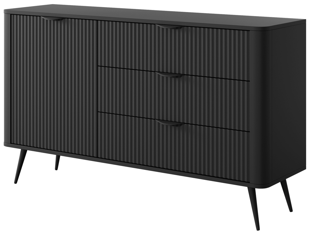 Nowoczesna komoda do salonu z szufladami LEONTE czarna