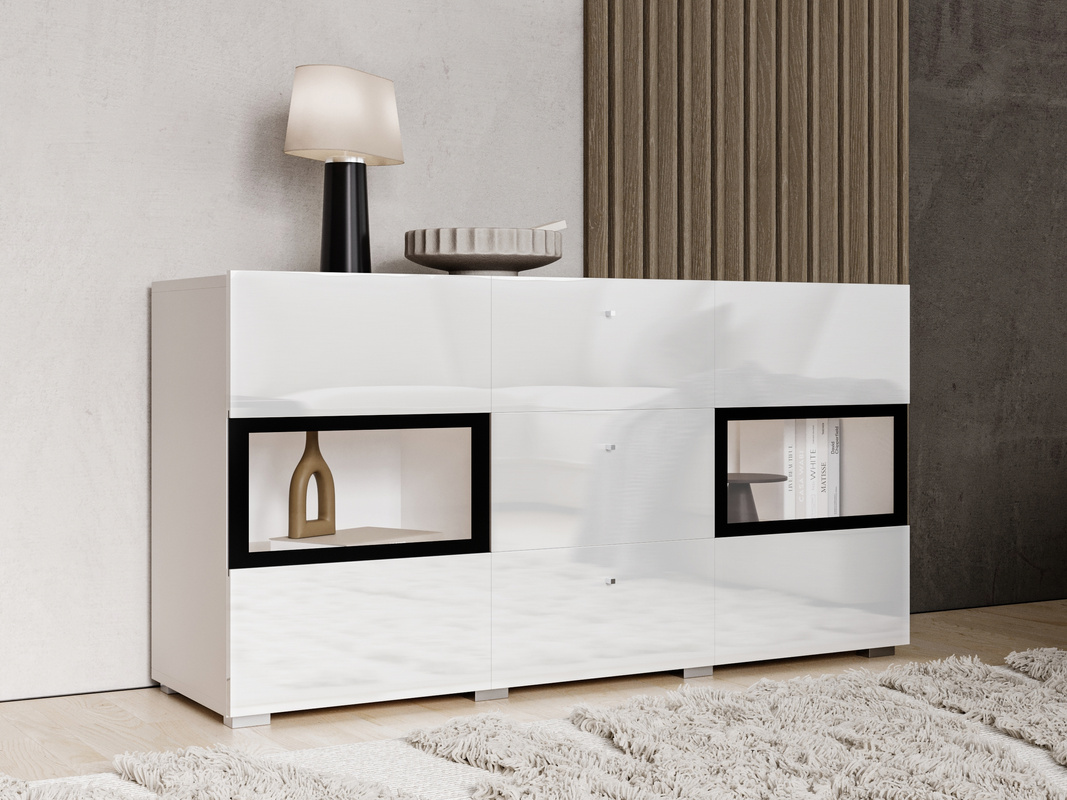 Stylowa komoda do salonu biały połysk BARRET