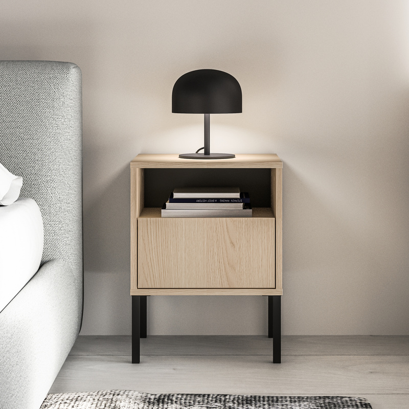 Szafka nocna 40 cm z szufladą do sypialni BANELI dąb lindberg