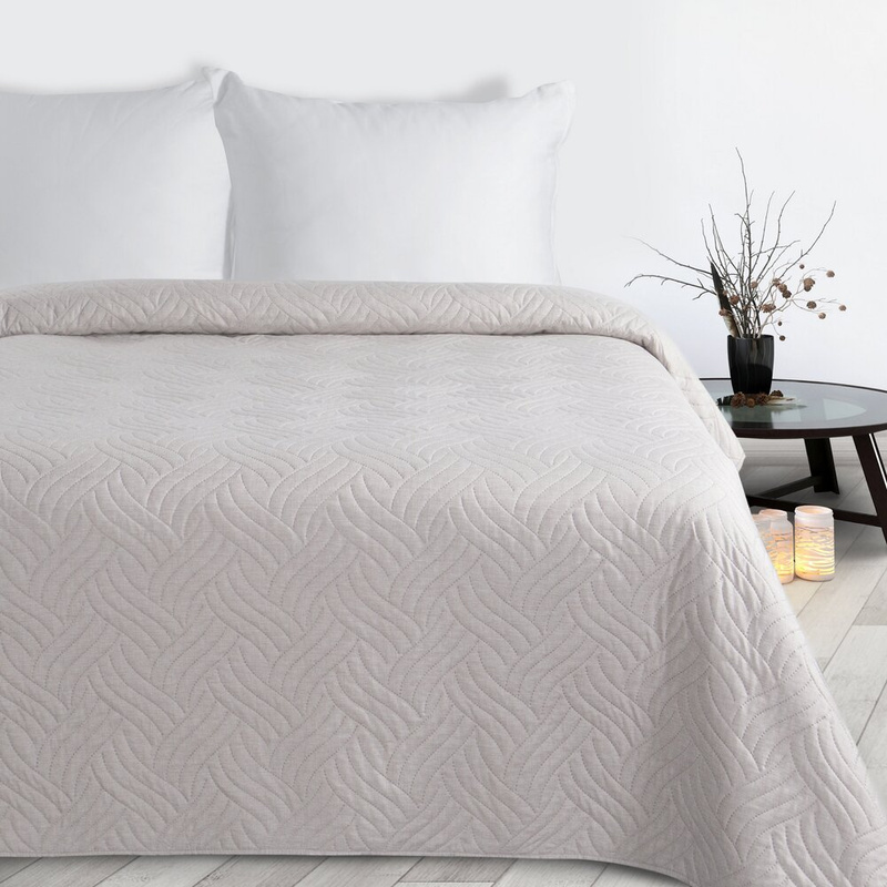 Beżowa narzuta na łóżko 220x240 cm z wypalanym wzorem LENON