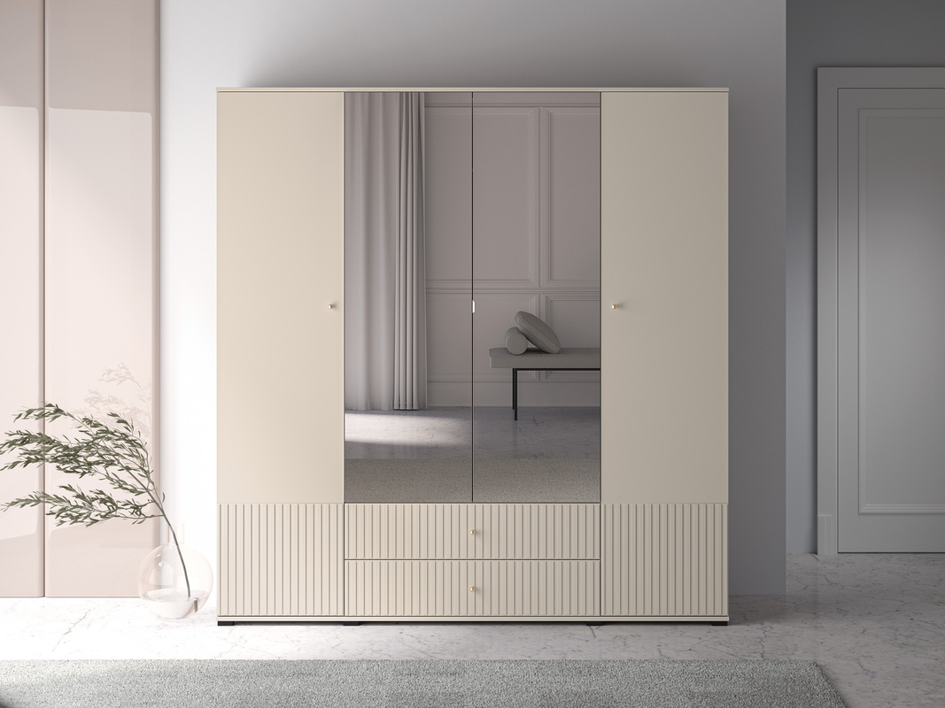 Duża nowoczesna szafa do sypialni 200 cm z lustrem SOPHIE cashmere