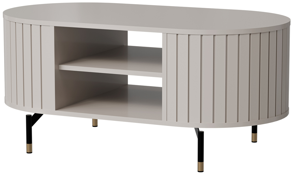 Stolik kawowy do salonu z zaokrąglonymi bokami ZELDA cashmere