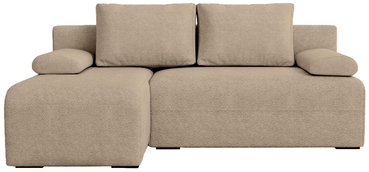 Brązowy narożnik z funkcją spania do salonu boucle ERNEST