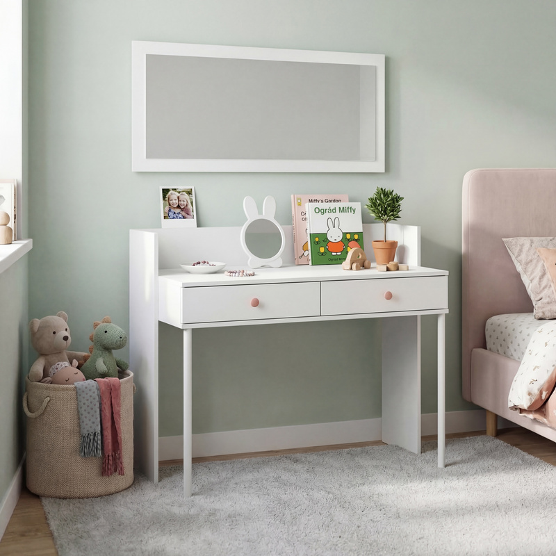 Toaletka z szufladami na nóżkach 120 cm do pokoju dziecka ORIO biały