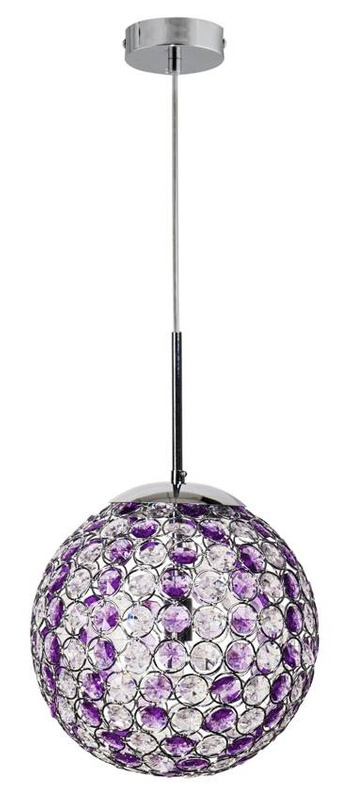 Fioletowa lampa wisząca z regulacją wysokości do salonu STARLET chrom