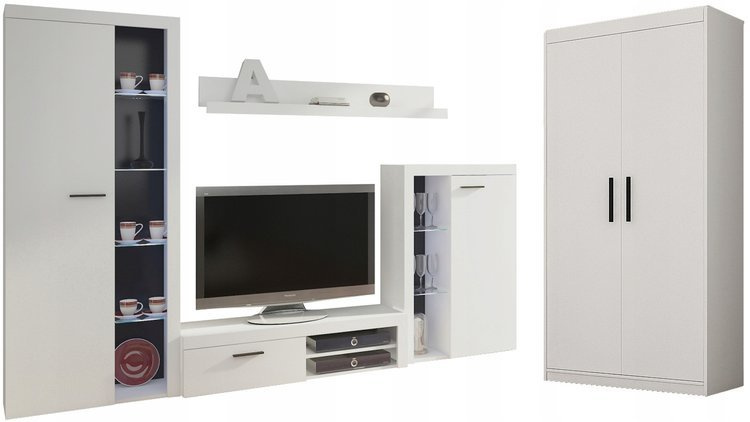 Meblościanka z szafą dwudrzwiową Biały mat SAMBA