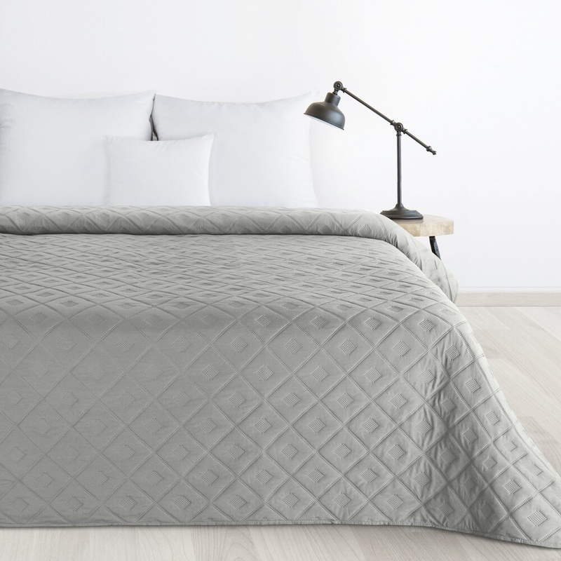 Narzuta na łóżko 200x220 cm AZALIA srebrna miękka w dotyku