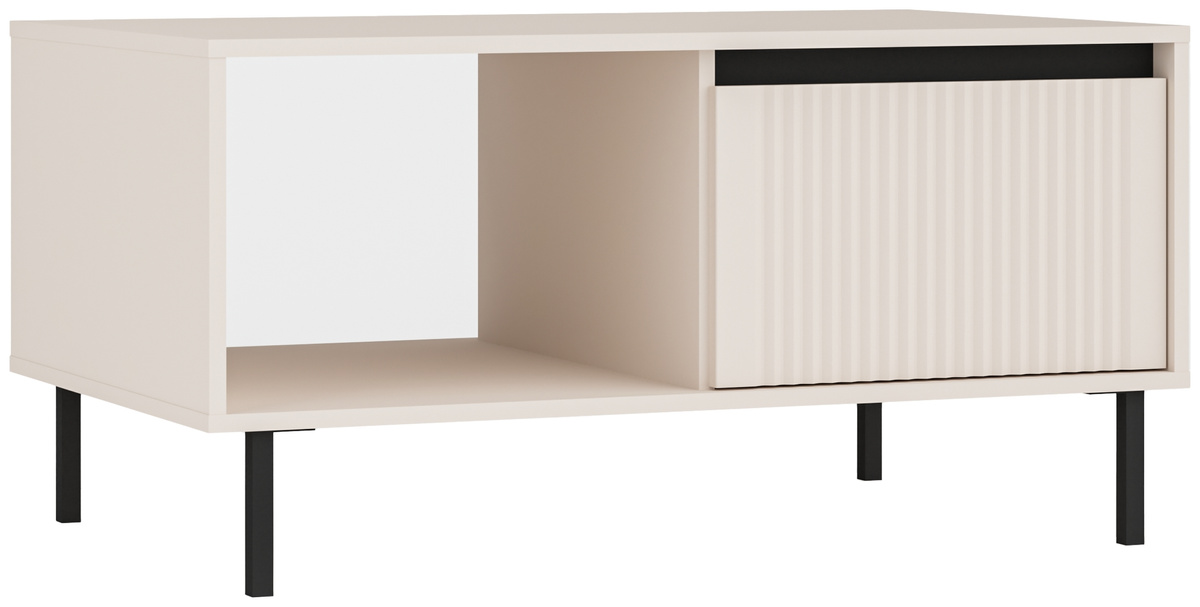 Beżowy stolik kawowy z szufladami 100x60 cm OMEGA