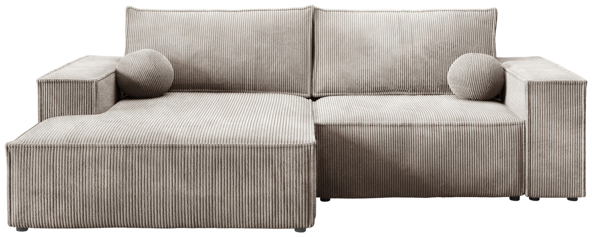 Sztruksowy narożnik do salonu z funkcją spania beżowy PABLO MINI