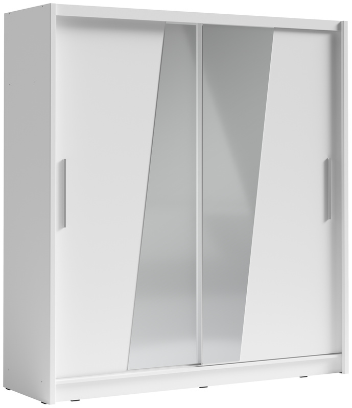 Biała szafa przesuwna z do sypialni lustrem 204 cm BERGIO