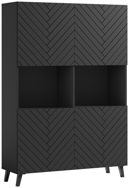 Czarna wysoka komoda nowoczesna do salonu 120 cm PUNES