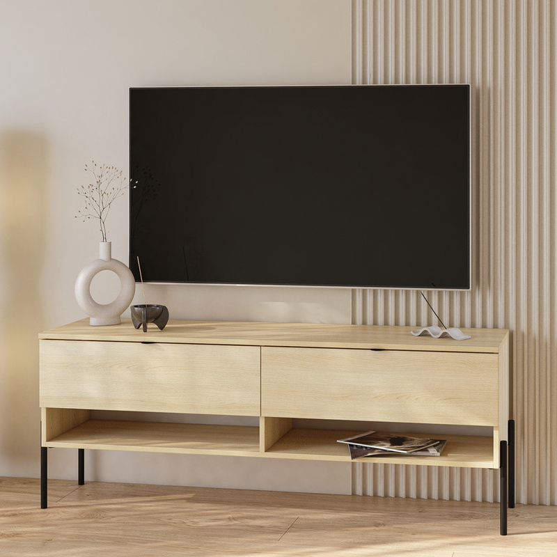 Stolik RTV 140 cm pod telewizor do salonu ORE z szufladami dąb lindberg