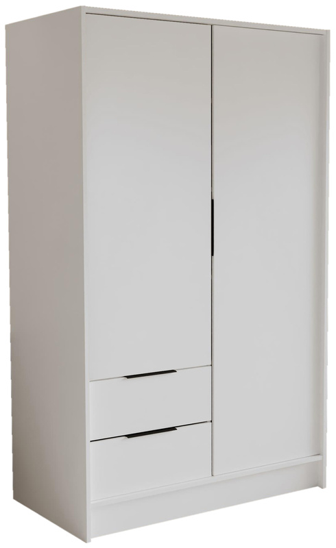 Biała dwudrzwiowa szafa uchylna 102 cm z szufladami NUBIA