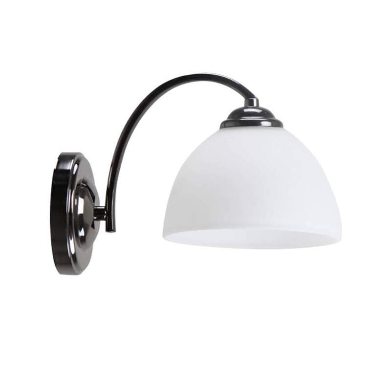 Czarny kinkiet ścienny z białym kloszem do salonu GRACJA 1 płomienny