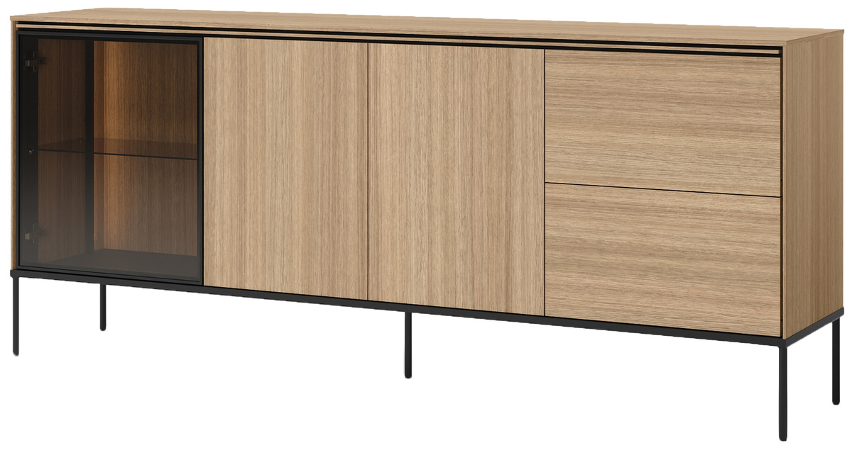 Komoda z witryną i szufladami do salonu 201 cm VISSO