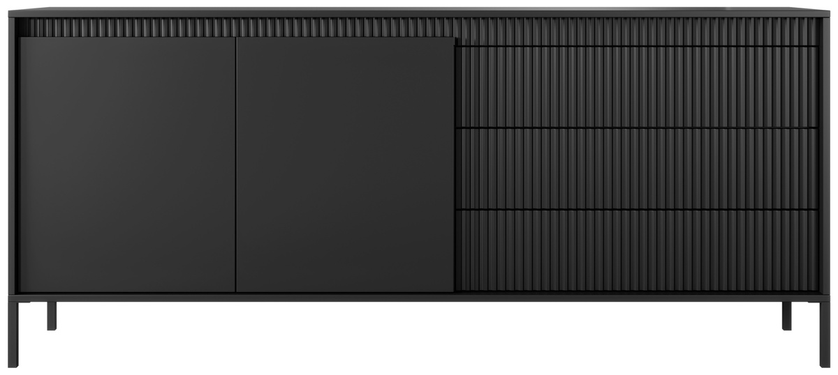 Nowoczesna czarna komoda z szufladami do salonu 187 cm SAREVO