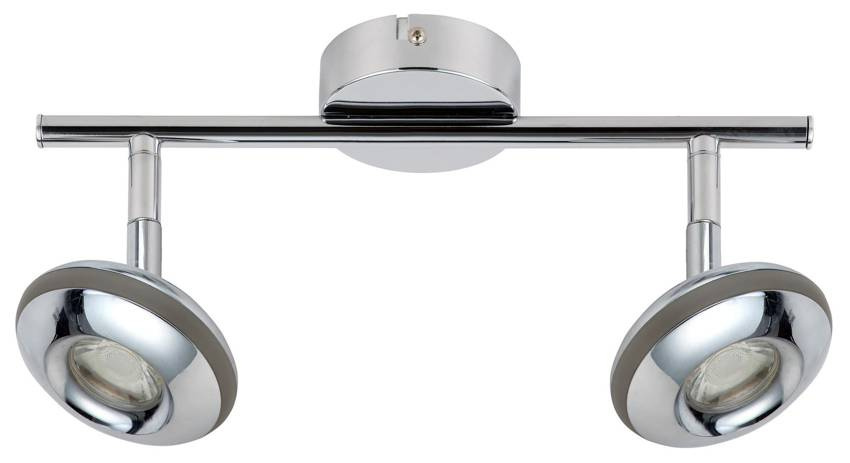 Srebrna lampa sufitowa LED 2-punktowa do salonu SKIPPER COB metal