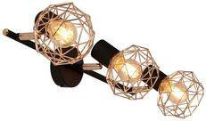 Czarno-złota lampa sufitowa listwa potrójna nad lustro ACROBAT loft metal