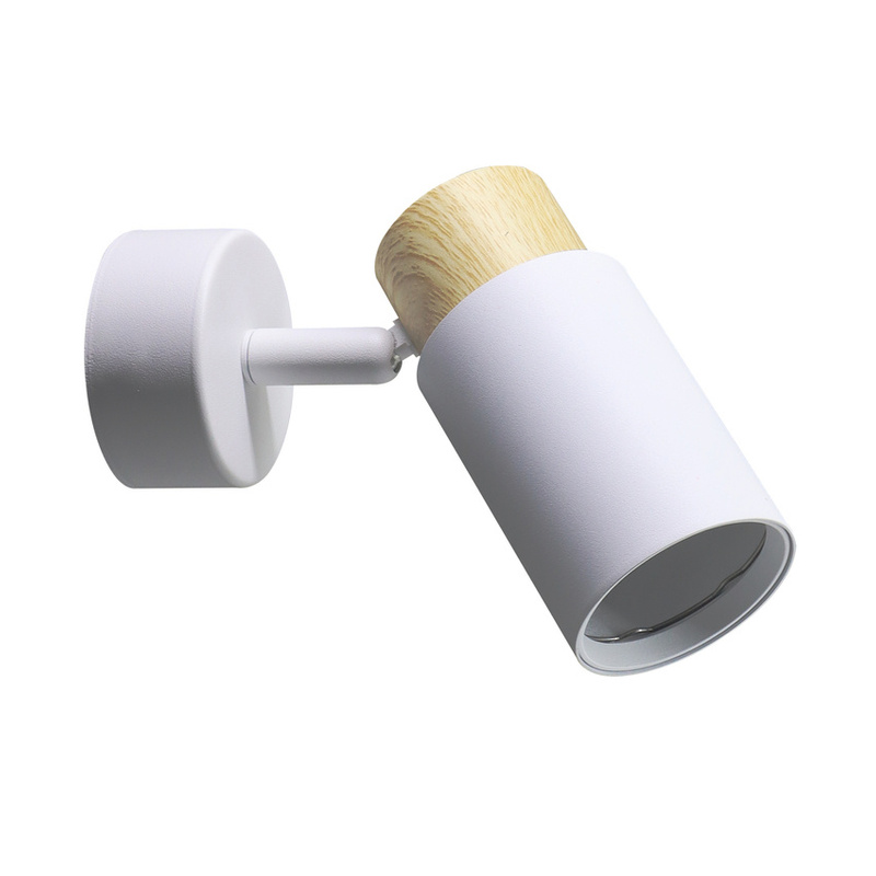 Biały kinkiet ścienny do salonu i przedpokoju CLARO biały z drewnem