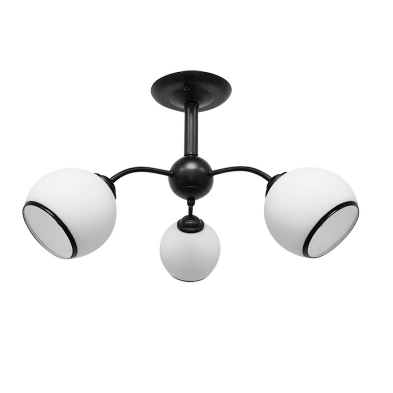 Czarna lampa wisząca 3-punktowa z kloszami białymi do salonu MARINEN
