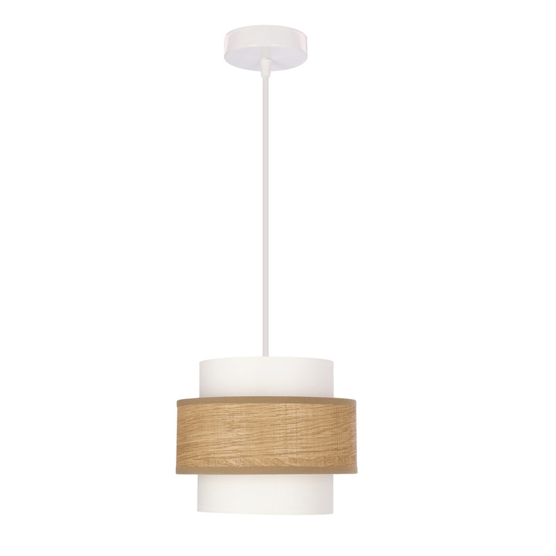 Biała lampa wisząca z abażurem kremowym do salonu NUGET 1-punktowa