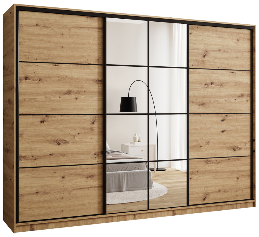 Pojemna trzydrzwiowa szafa przesuwna z lustrem 280 cm EDGE