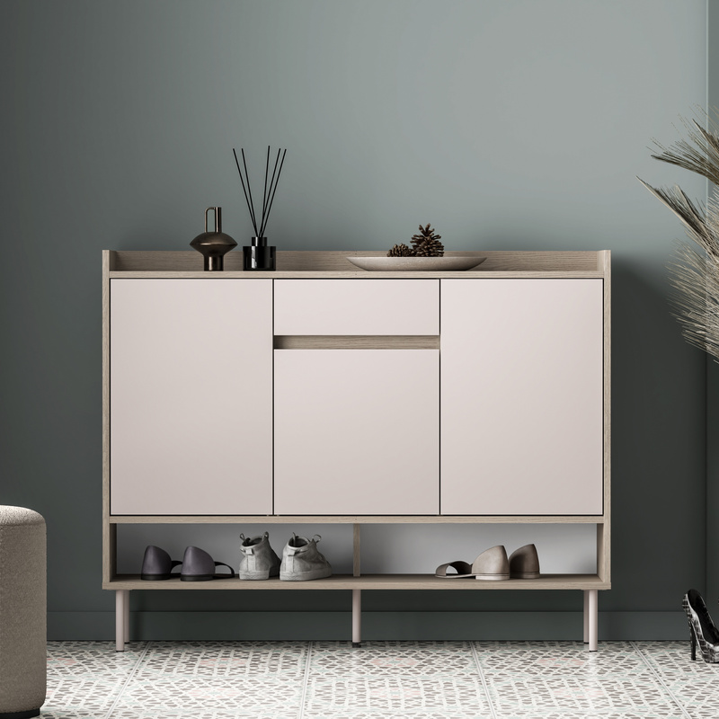 Szafka na buty z drzwiami i szufladą 120 cm VOCO kaszmir