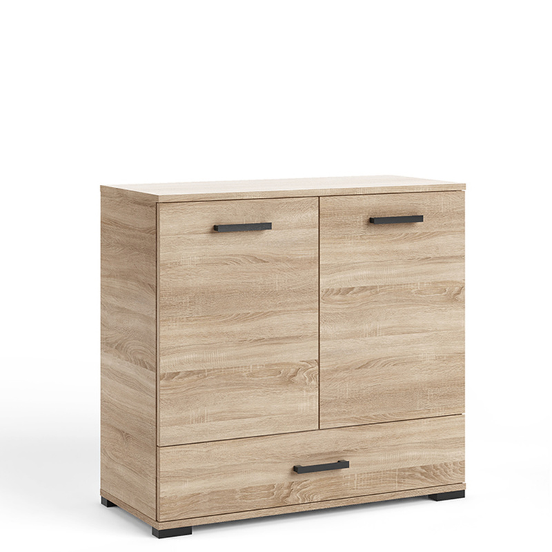 Dwudrzwiowa komoda 90 cm do salonu z szufladą FIORA dąb sonoma