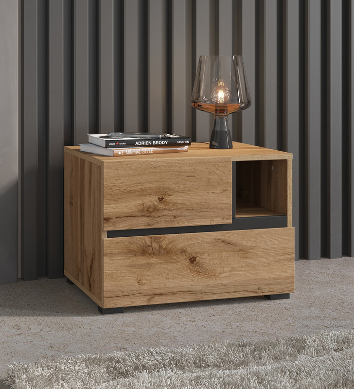 Stolik nocny do sypialni z szufladami 55 cm CROSS