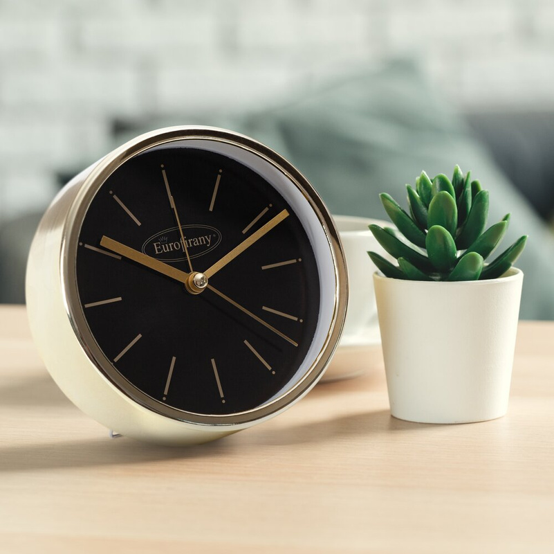 Zegar stojący czarny z tworzywa sztucznego zasilany baterią AA