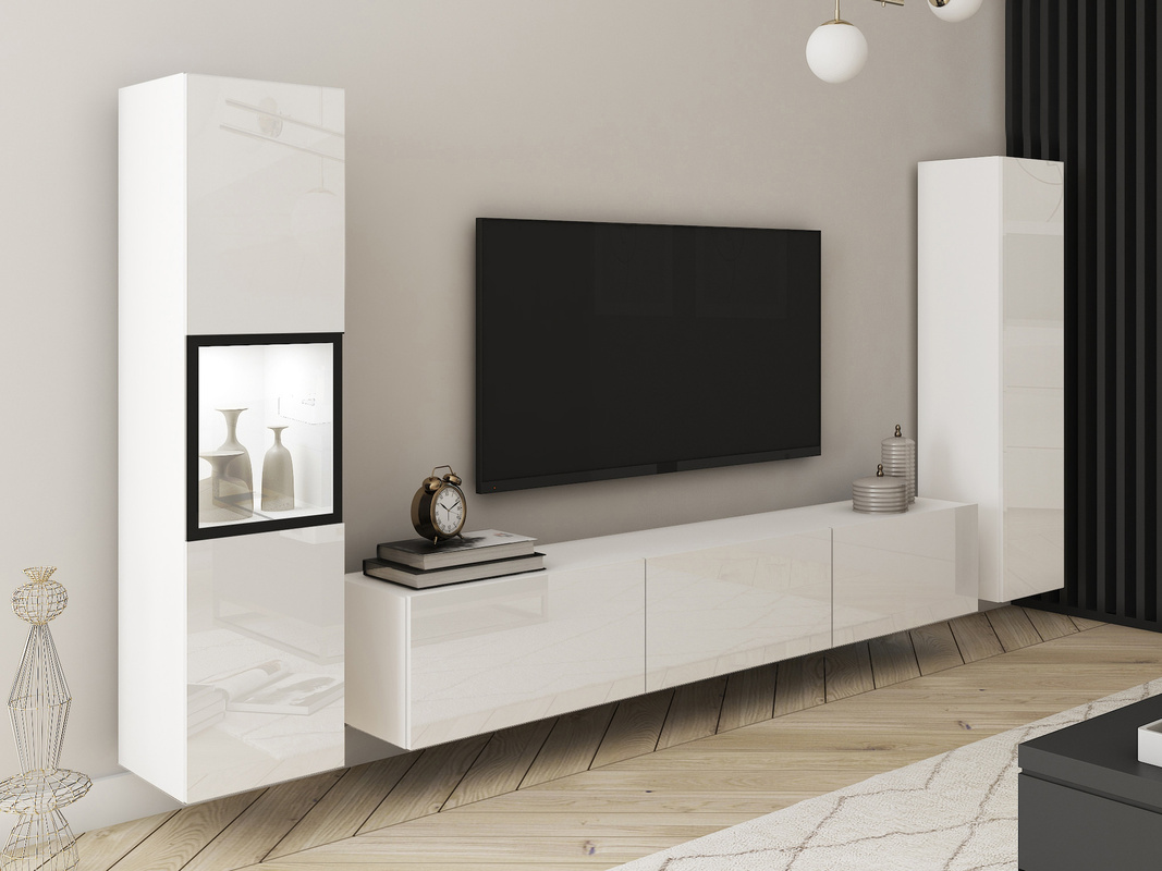 Biała meblościanka do salonu BRAVIN