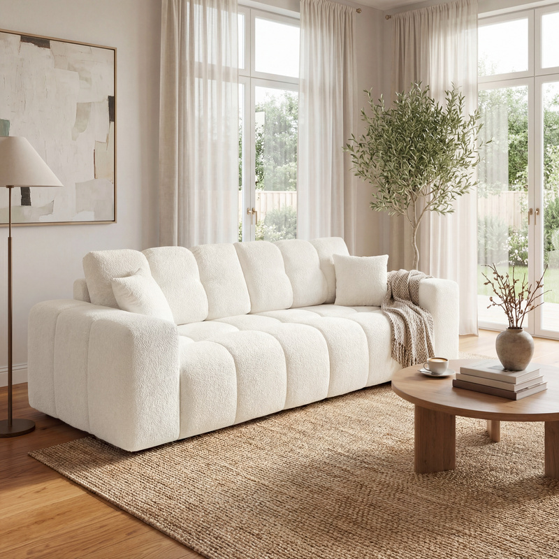 Sofa do salonu z funkcją spania z pojemnikiem na pościel NEBU rozkładana