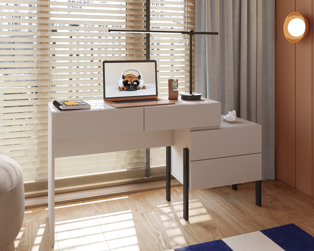 Biurko do sypialni 143 cm z szufladami kaszmir JUKON