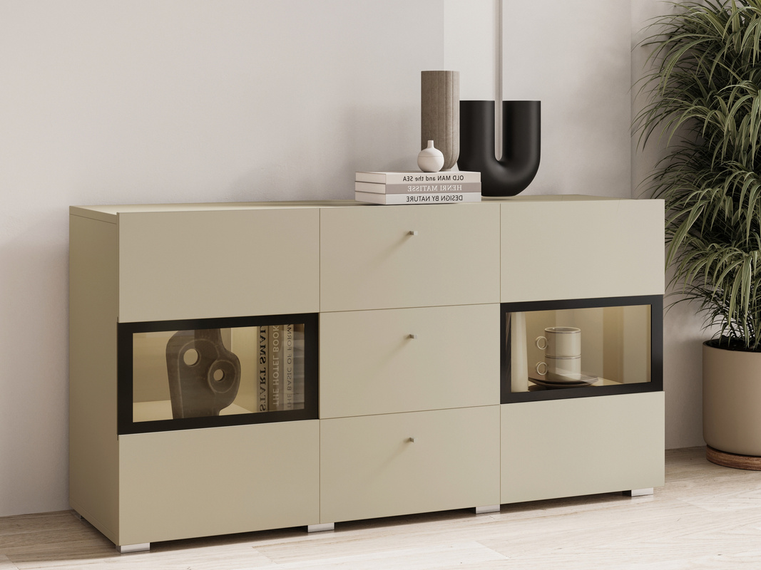 Nowoczesna komoda 132 cm do salonu beż jasny BARRET