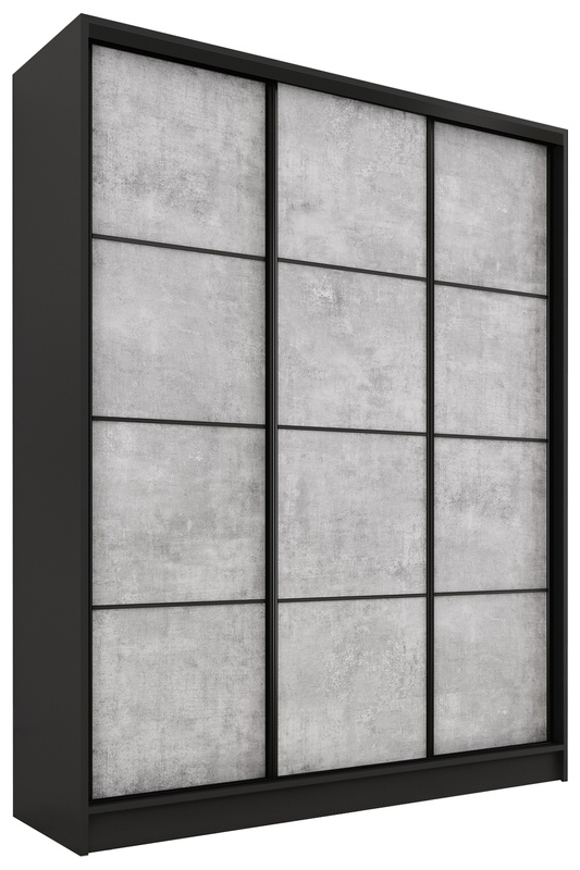 Szafa przesuwna 150 cm LOFT beton mat czarny
