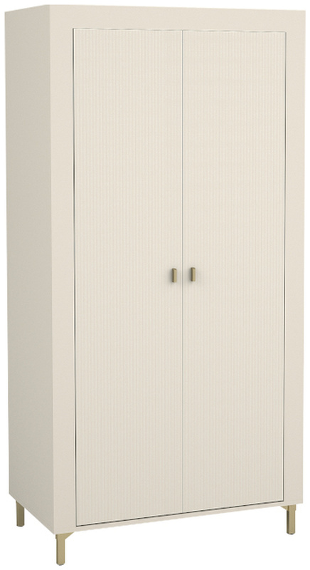 Beżowa szafa dwudrzwiowa z półkami i drążkiem 97 cm MISTY