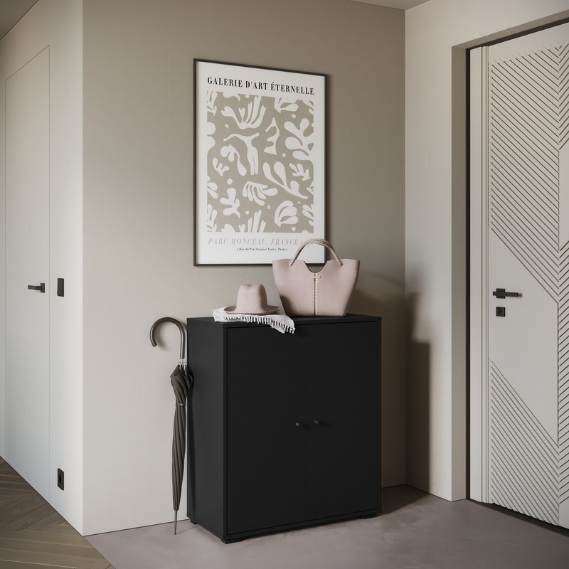 Szafka na buty 70 cm do przedpokoju dwudrzwiowa DORANO czarny