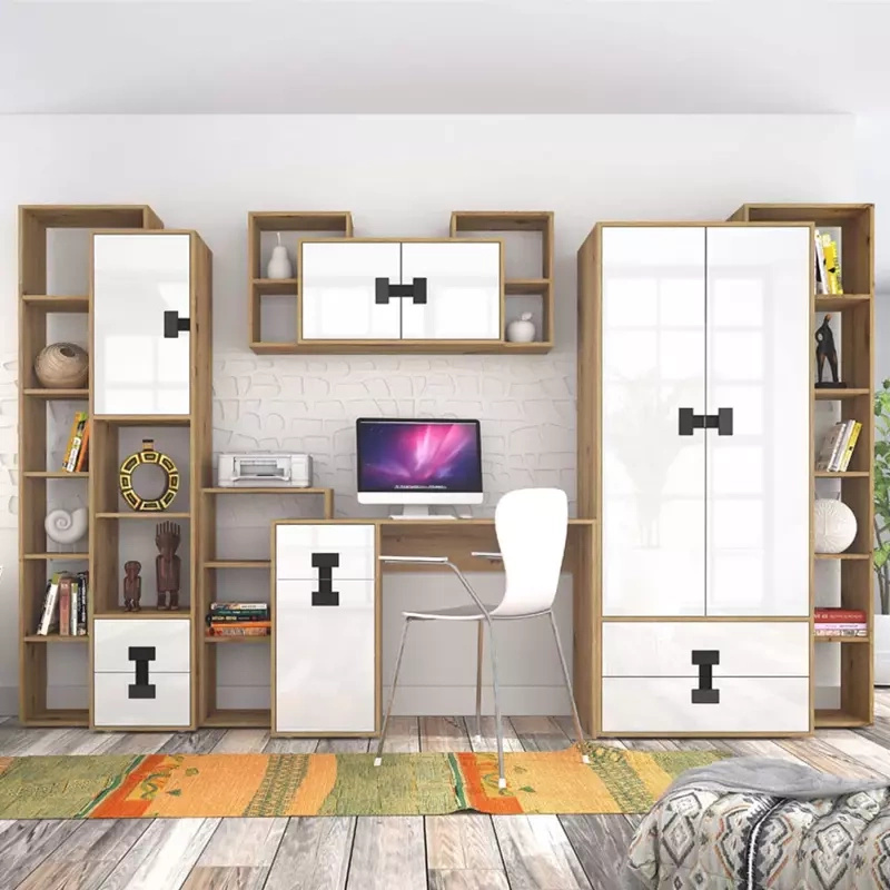 Meblościanka młodzieżowa z biurkiem Dąb Artisan INDEKS