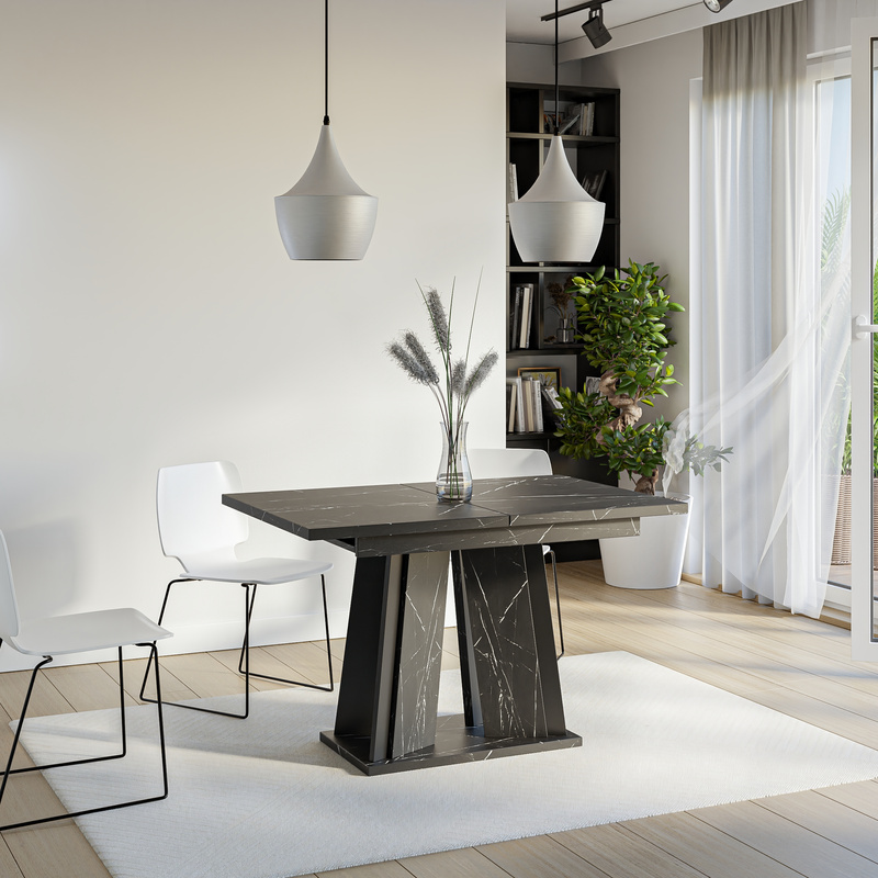 Prostokątny stół rozkładany do jadalni 160x80 cm DENOS czarny marmur
