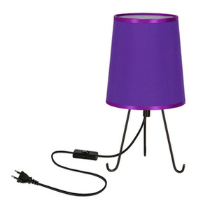 Czarna lampa stołowa do salonu SMALLY abażur gala fioletowy