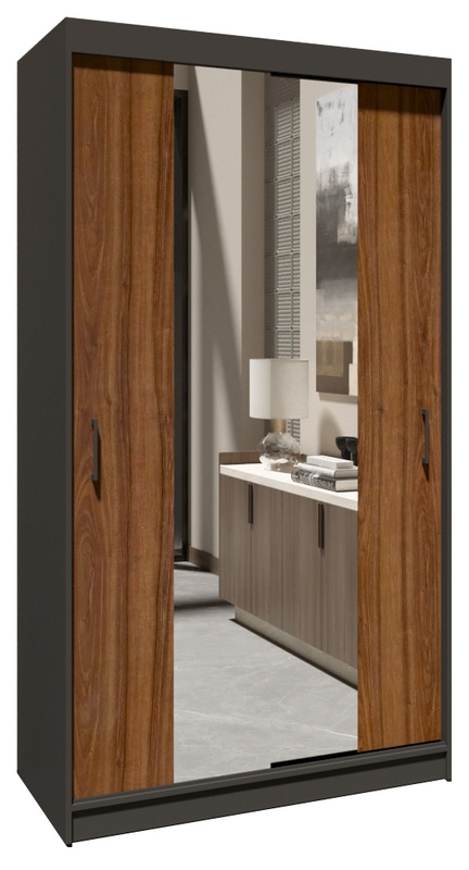 Szafa przesuwna z lustrem 120 cm do sypialni NASTE półki drążek